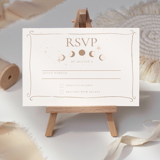 Zon & Maan Whimsical Hand getrokken hemelse bruilo RSVP Kaartje