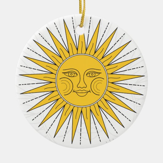  zon, maan, wolken en sterren keramisch ornament (Voorkant)