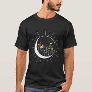 Zon Maan Zonsverduistering Bloemplaneten Grappige T-shirt