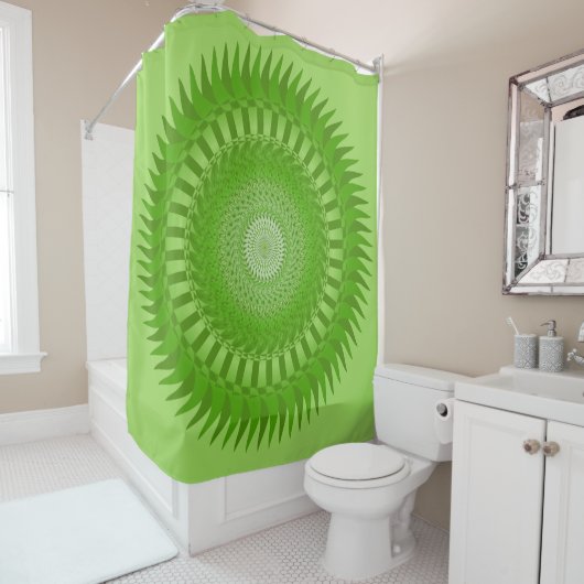 Zon Mandala groen Douchegordijn (In situ)