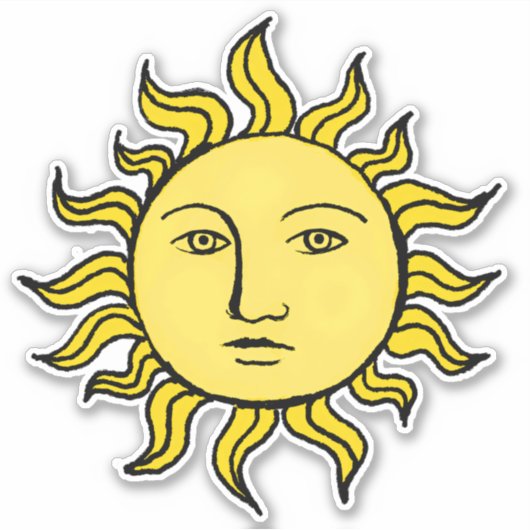 Zon met Face Retro Magic  Witchy Celestial Sticker (Voorkant)