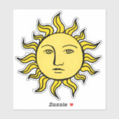 Zon Met Gezicht Retro Magie Vintage Hekserij Hemel Sticker (Vel)