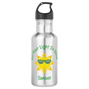 Zon met groene Shades Slogan en naam Waterfles