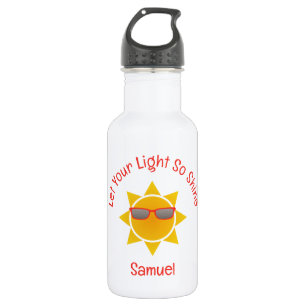 Zon met Red Shades Slogan en Naam Waterfles