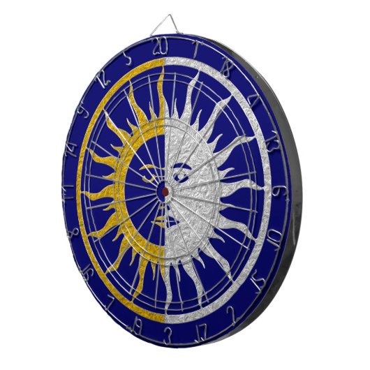 ZON & MOON in goud en zilver Dartbord (Voorkant Rechts)