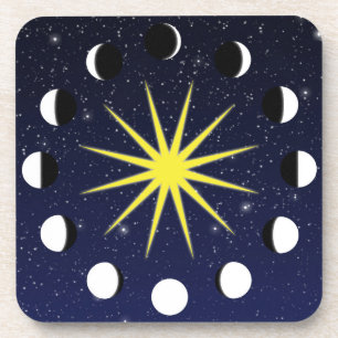 Zon, Moon Phases & Stars Bier Onderzetter