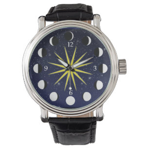 Zon, Moon Phases & Stars Horloge