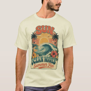 Zon Oceaangolven Zomerpret Strandontwerp T-shirt