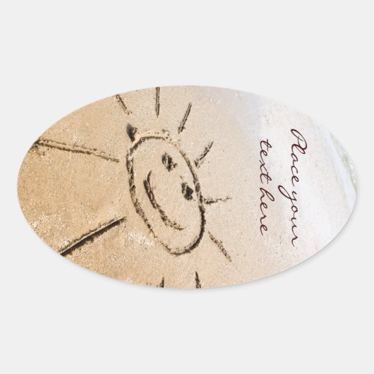 Zon op de strand ovale sticker (Voorkant)