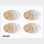 Zon op de strand ovale sticker (Vel)