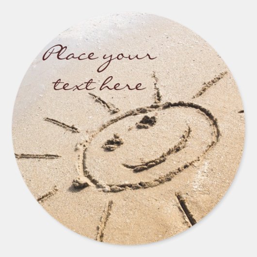 Zon op de strand ronde sticker (Voorkant)
