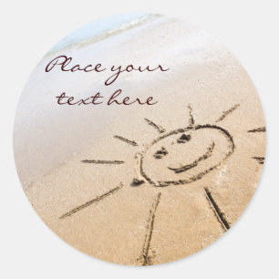 Zon op de strand ronde sticker