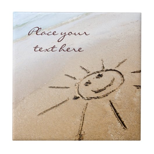Zon op de strand tegeltje (Voorkant)