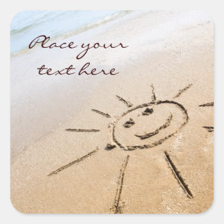 Zon op de strand vierkante sticker