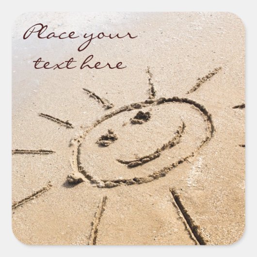 Zon op de strand vierkante sticker (Voorkant)