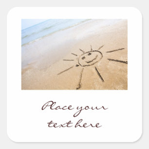 Zon op de strand vierkante sticker