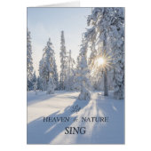 Zon op Winter Pine Trees Peace kerstkaart (Voorkant)