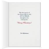 Zon op Winter Pine Trees Peace kerstkaart (Binnen (Rechts))