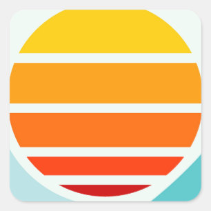 Zon over oceaangolven, modern vierkante sticker