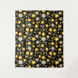 Zon Sterren Bloemen Glitters Patroon Ontwerp Wandkleed