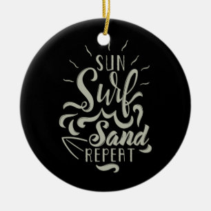 Zon Surfen Zand Herhaal Keramisch Ornament