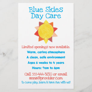 Zon thema kinderopvang flyer