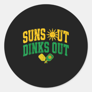 Zon uit dinks uit pickleball vintage peddel sport ronde sticker