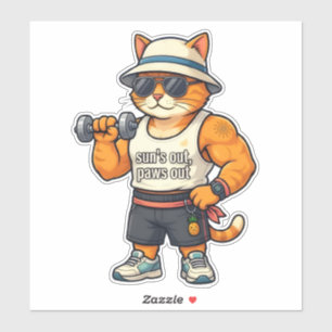 Zon Uit Poot Uit - Grappige Gym Kat Vader Sticker