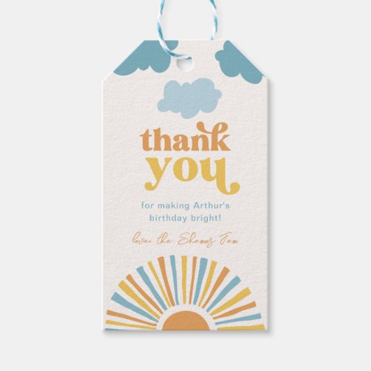 Zon Verjaardag Dank u Labels Cadeaulabel (Voorkant)
