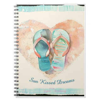 Zon Verwende Dromen Flip Flop Heart Spiraal Notebo Notitieboek