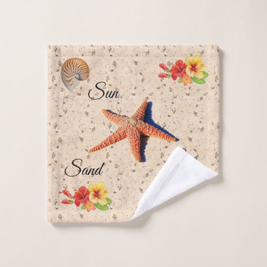 Zon, zand en zandhanddoekset bad handdoek (Wasdoekje)