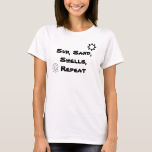 Zon, Zand, Schelpen, Herhaal Dames Schelpen T-Shir T-shirt