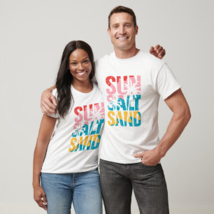 Zon Zand Strand Retro Typografie Zomer T-shirt