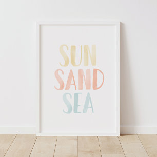 Zon Zand Zee Aquarel Strand Kinderkamer Decor Poster