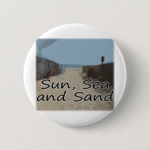 Zon, Zee en zand Ronde Button 5,7 Cm