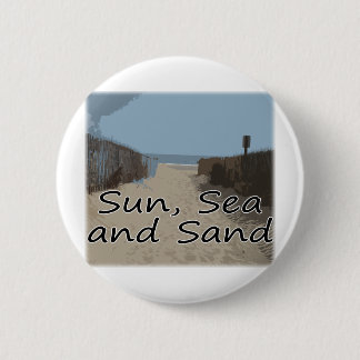 Zon, Zee en zand Ronde Button 5,7 Cm