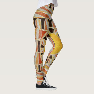ZON ZONNE-ENERGIE Abstract Geometrisch Geel, Wit Leggings
