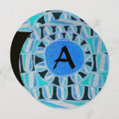 ZON ZONNE-ENERGIE MONOGRAM Aqua Blauwe Abstracte Kaart (Voorkant / Achterkant)