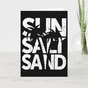 Zon Zout Zand Palmboom Hawaï Strand Zomer Vakantie Kaart