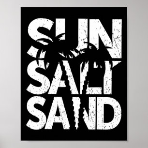 Zon Zout Zand Palmboom Hawaï Strand Zomer Vakantie Poster