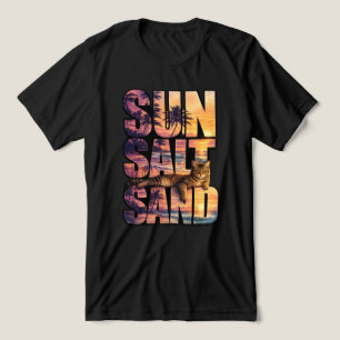 Zon Zout Zand Strand Kat Zonsondergang Heren Zwart Tri-Blend Shirt