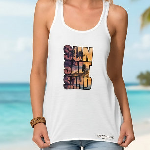 Zon Zout Zand Strand Kat Zonsondergang Paradijs Tanktop