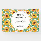  zonbloemen Geel en Groen Patroon Dag Spandoek (Horizontaal)