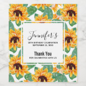  zonbloemen Geel en Groen Patroon Dag Wijn Etiket (Enkel label)