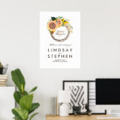 Zonbloemen Wreath Weddenschap Welkomstteken Poster (Thuiskantoor)