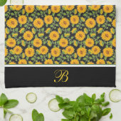 Zonbloesemmonogram Kitchen Towel Theedoek (Gevouwen)