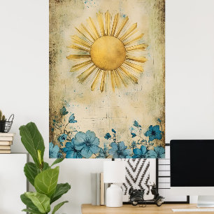 Zonburst muurdecoratie. poster