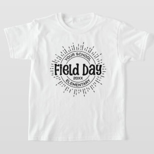 Zonburst School Veld Dag Ontwerp, Zwart T-shirt