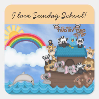 Zondag Bijbelschool Noahs Ark of Animals Flood Vierkante Sticker