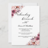 Zondag brunch Dusty Pink Boho Floral Wedding Kaart (Voorkant)